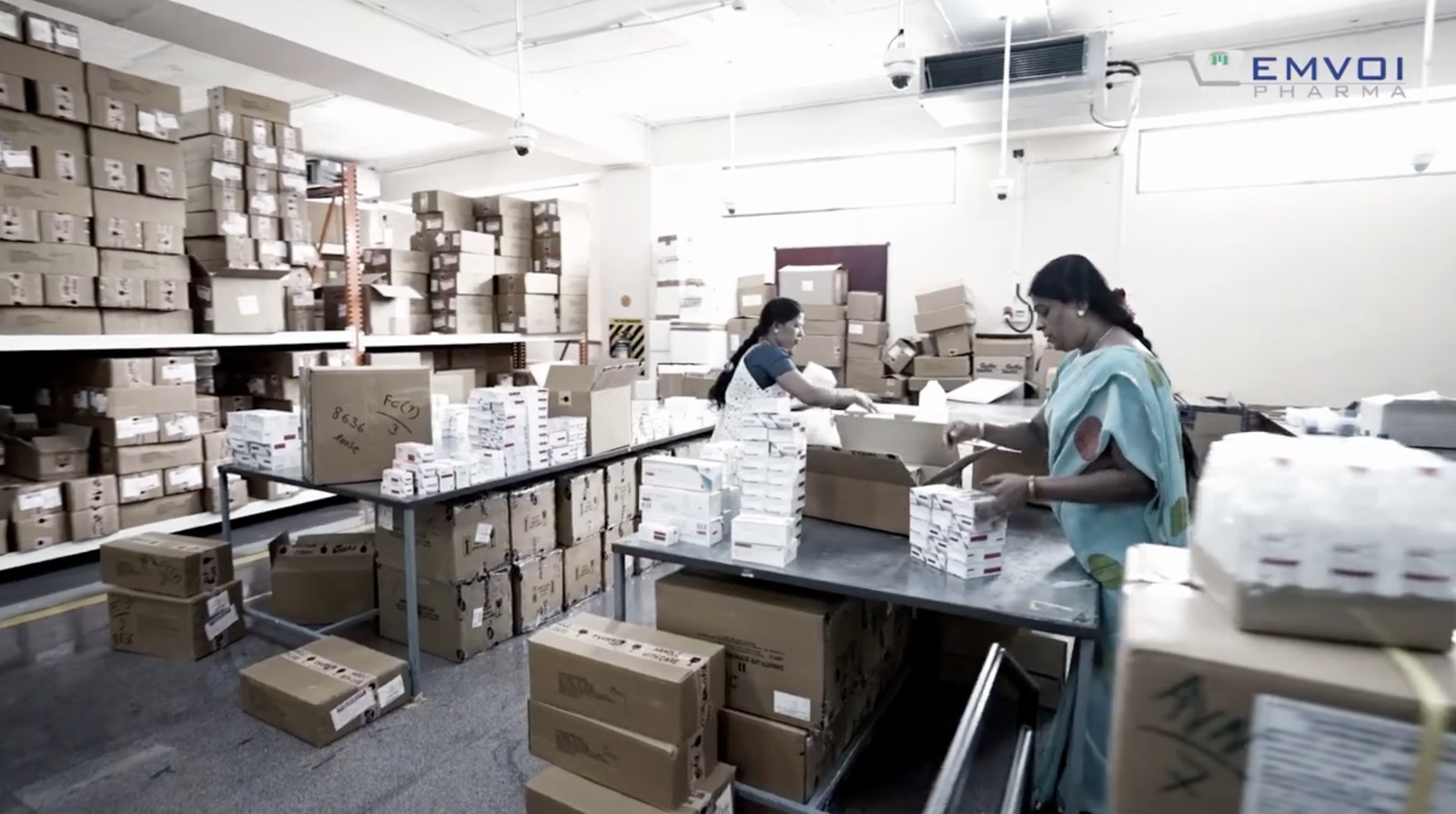 Pharmaceutical products being prepared for distribution